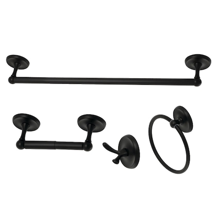 Kingston Brass BAK312478MB Victorian 4-Piece Bathroom Accessory Set, Matte Black BAK312478MB